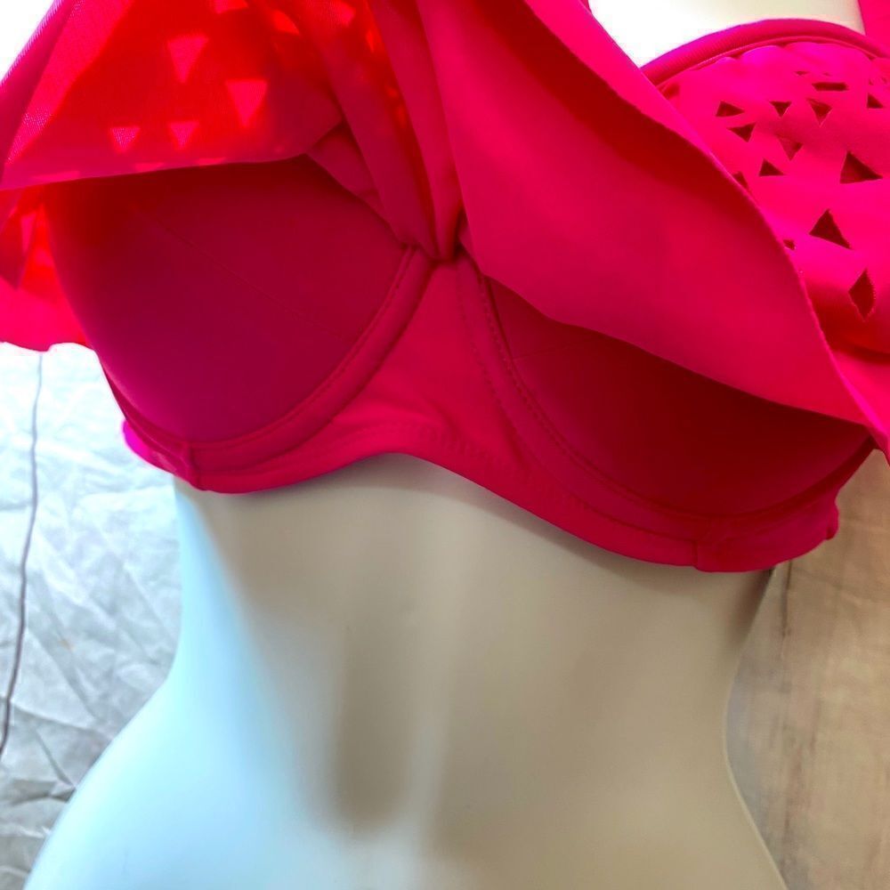 BONGO Bikini Top Sz M Pink Glo Tribal Juniors - Picture 2 of 10